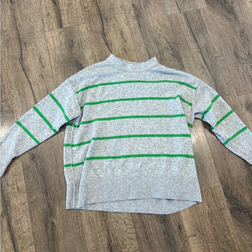 Gray and Green Striped Women’s Sweater